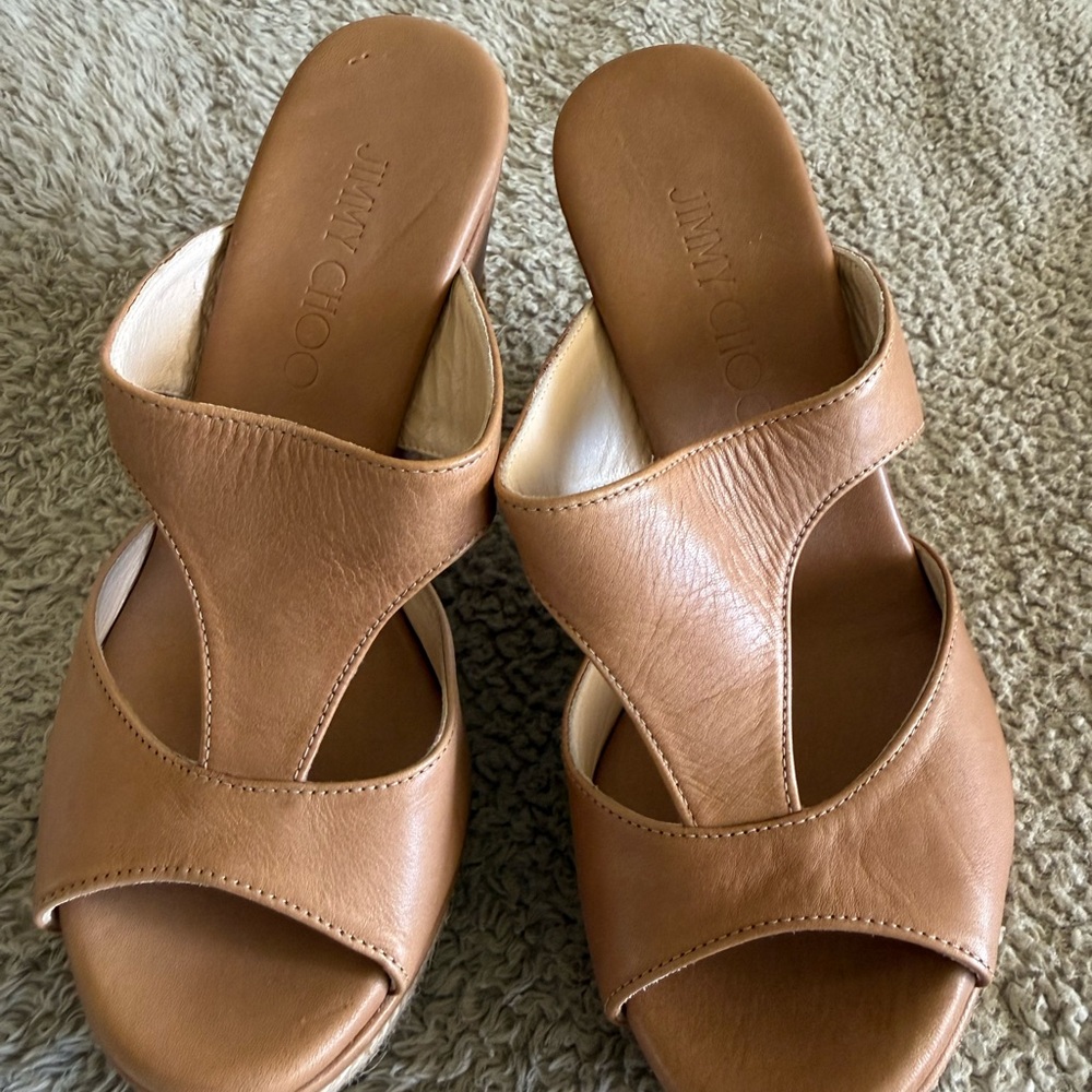 Jimmy Choo Brown Leather Mules